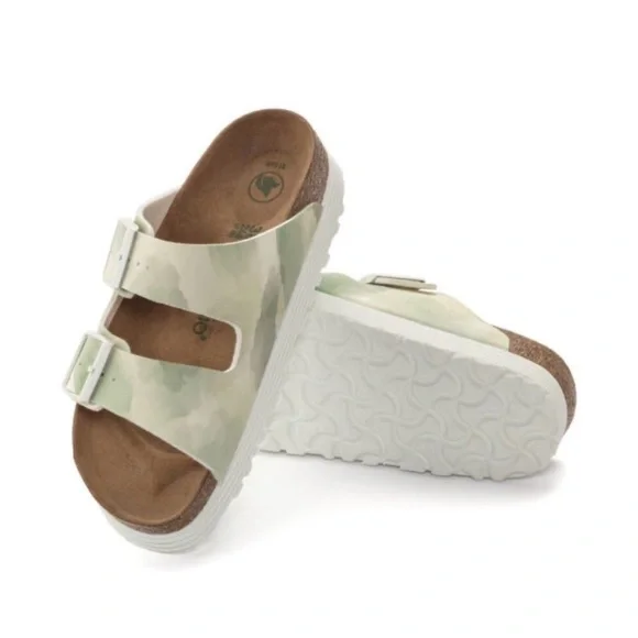 Birkenstock Papillio Green and Cream Sandals NEW - Picture 3 of 11